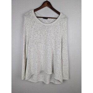 Eileen Fisher Sweater Womens XL White Cotton Viscose High Low Hem Knit